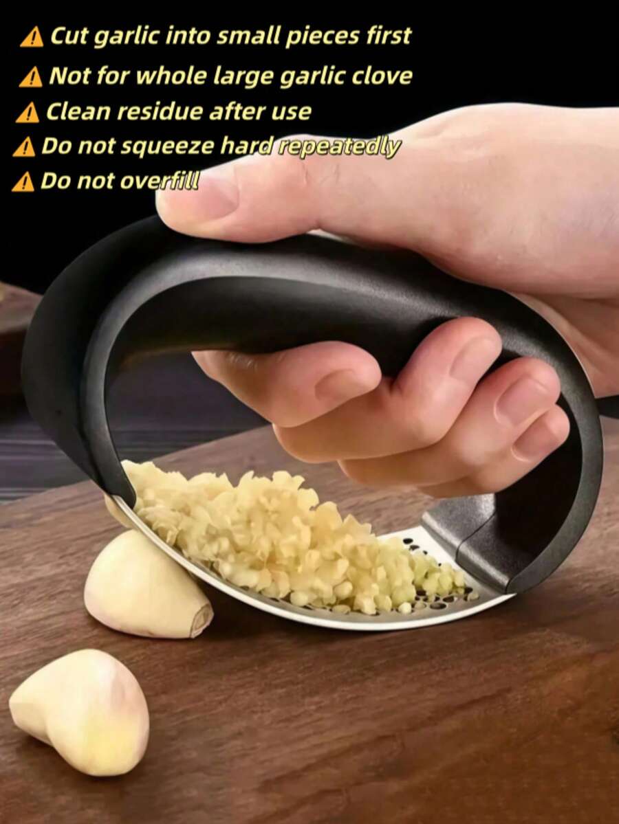 1件不鏽鋼壓蒜器，專業級大蒜生薑研磨器，人體工學手柄輕鬆操作，防鏽易清洗，多功能辣椒洋蔥蔬菜水果香料處理工具，適用於露營、居家、飯店、餐廳，情人節、復活節、齋月、婚禮禮物必備，廚師美食愛好者烹飪小工具，廚房核心配件，請勿用力過猛，僅適用於軟性食材