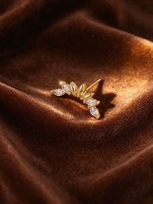 1pc Cubic Zirconia Stud Earrings, Suitable For Women's Date, Gathering, Party Wear - Yellow Gold - View 3