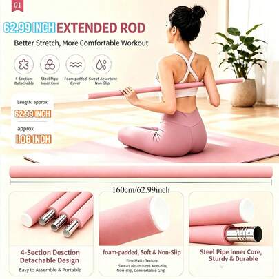 Detachable Body Stretching Stick, Yoga Back Opening Shaping Stick, Shoulder Opening Back Opening Yoga Stick, Fitness Oolong Curl Stick