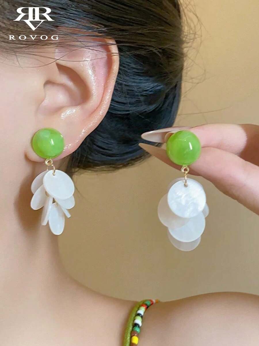 1 Pair Fashion Casual Round Disc Tassel Earrings Suitable For Women's Vacation, Party, Casual Wear