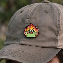 Funny Screaming Frog Enamel Pin, Cute Green Frog Surrounded By Fire Lapel Badge, Cartoon Meme Brooch For Backpack Jacket Hat, Fun Gift For Friends - Multicolor - View 10