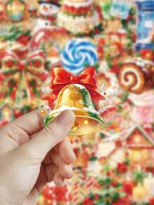 50pcs Christmas Dessert Stickers For Planner, Diary, Notebook, Tablet, Scrapbook, Planner, Greeting Card, Envelope, Water Bottle, Phone Decoration, Party Gift - Multicolor - View 5