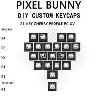Pixel Rabbit Heart Keycaps 21 Keys DIY Cute Transparent Light-Transmitting PC Material Original Height Compatible With Mechanical Keyboards - View 11