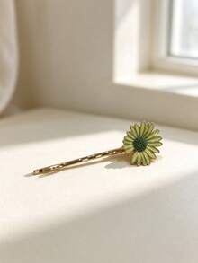 1pc Vintage Daisy Floral Barrette, Flower Edge Hair Clip, Daily Wear Decorative Hair Accessory, Christmas Gift - Multicolor - View 8
