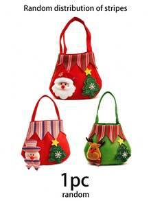 3pcs Christmas Felt Tote Gift Bags, Santa Claus Snowman Reindeer Pattern Christmas Tote Storage Bags, Portable Reusable Holiday Gift Bags, Suitable For Christmas Party, Gift Storage And Decoration - Multicolor - View 12