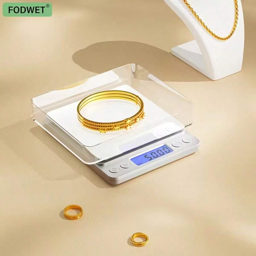 0.01g High Precision Mini Smart Digital Scale, Stainless Steel Jewelry Food Weight Scale, Portable Home Baking Measuring Tool, LED Backlit Multi-Unit Switchable, Multifunctional Accurate Kitchen Scale (Batteries Not Included)