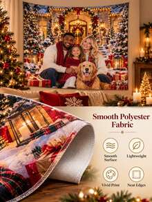 1pc Custom Photo Tapestry Backdrop, Personalized Christmas Family Picture Banner, Polyester Fabric Wall Hanging For Birthday Baby Shower Wedding Party Photography, Holiday Home Decor, Living Room Background, Custom Photo Gift - Multicolor - View 6