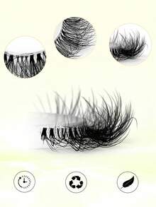 ENCHUW 7 Pairs Natural False Eyelashes Lashes With Clear Band Natural Look Fake Eyelashes Suitable For Parties - Black - View 2