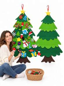 Bộ trang trí cây thông Noel bằng nỉ nhiều mẫu, gồm ông già Noel, người tuyết, tuần lộc, chuông, bông tuyết và hộp quà, phù hợp trang trí nhà cửa dịp Giáng sinh và tiệc lễ hội - Nhiều màu - Xem 1