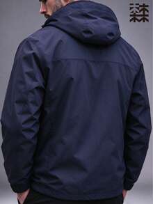 Mulinsen Men's Hooded Windbreaker Jacket, Outdoor Waterproof Hiking Coat With Multiple Zipper Pockets - Blue - View 4