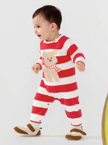 Balabala Baby Romper Newborn Infant Clothing Autumn Winter New Sweat Absorbent Crawler Fashion Cute - White and Red - View 2