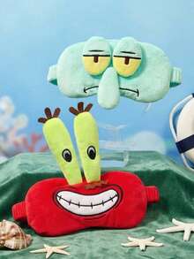 SpongeBob SquarePants | Joivida 1pc Theme Plush Sleep Eye Mask 3D Crab Boss Octopus Brother Cartoon Light Blocking Eye Mask Travel Napping Soft Eye Mask - Multicolor - View 1
