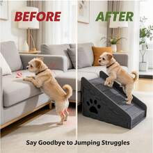 New Pet Ramp (Suitable For High Beds And Sofas) - Felt Cat And Dog Climbing Ladder With Comfortable Hidden Cat Bed And Cute Paw Print Perforated Safety Ramp. Joint Friendly, Suitable For Elderly Dogs, Puppies, And Cats - Multicolor - View 5