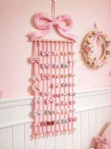 1pc Pink Bow Hair Accessory Storage Rack, Kids Room, Room Decor, Baby Room, Essential Newborn Supplies For Baby Girls - Multicolor - View 2