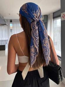Women Sheer Mesh Lace Head Scarf, Rose Floral Embroidery Head Wrap, Elegant Triangle Tie Back Headband Scarf For Daily Party - Color - View 17