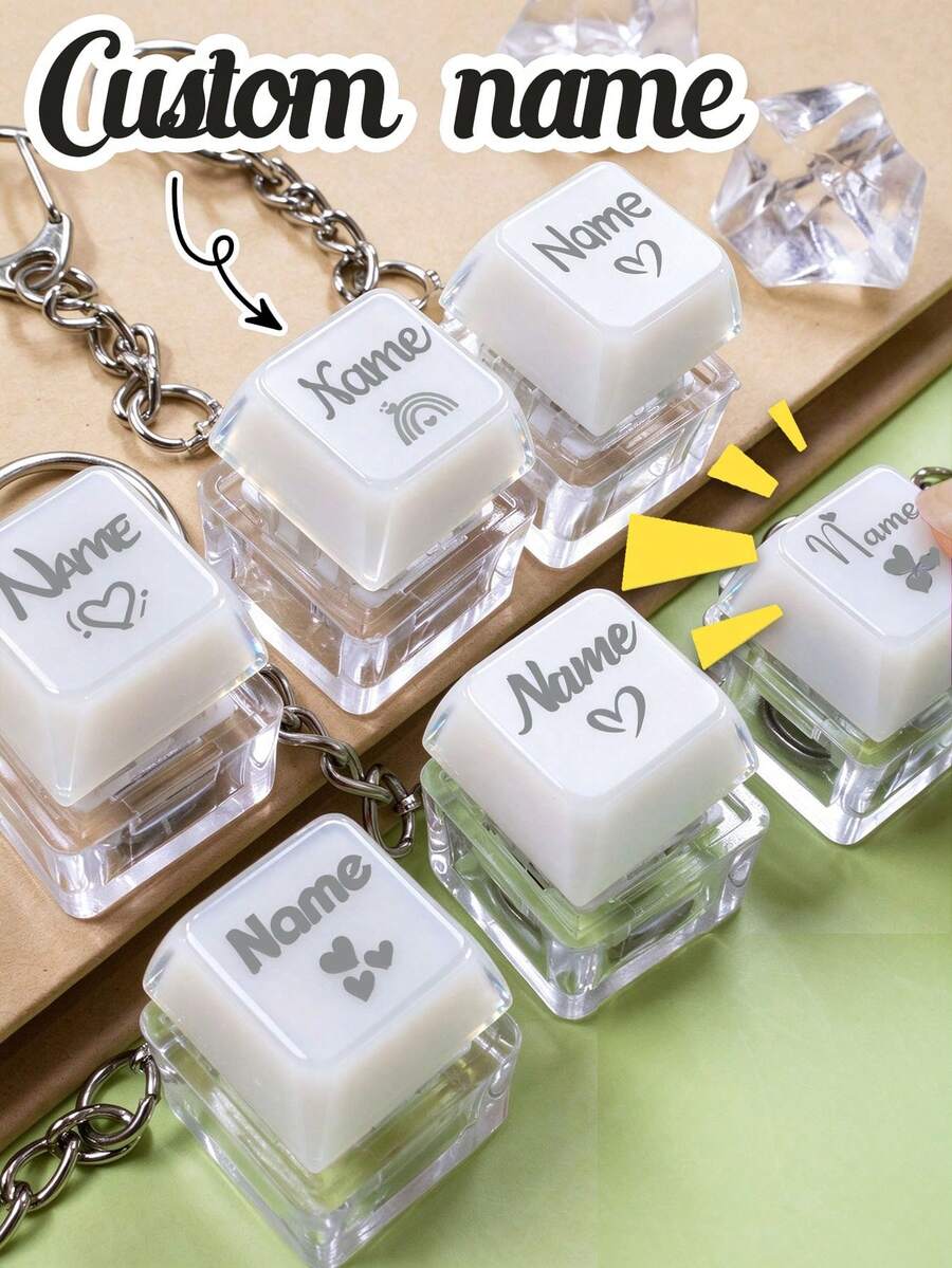 LICVIC Customized Name Personalized Stress Relief Keychain, Cute Bag Charm, Customizable Click Button Keychain, Backpack Accessory, Mechanical Keyboard Clicker - Style a - View 1