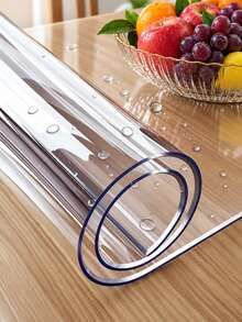 1pc Transparent PVC Tablecloth - 1mm Thick, Waterproof, Oil-Resistant And Easy To Clean, Perfect For Dining Table Or Office Desk Use. - Transparent - View 1