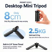 Chân máy mini giao diện 1/4" tương thích với Pocket 3/4/4P Action Camera, giao diện ren 1/4" cho X4/5/6 Panoramic Camera, tương thích Lunaultra - Xem 1