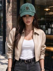 1pc Unisex Printed Washed Distressed Baseball Cap, Soft Adjustable Trucker Hat, Suitable For Women And Men, Gift, Summer, Beach, Vacation, Travel, Sports Street Style - Dark Green - View 6