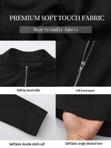 ROSIE POPHUB Women Black Stand Collar Long Sleeve Mini Dress, Front Zip Pleated Flared Hem Elegant Daily Christmas Dress For Fall Winter - Black - View 11