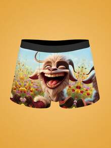 Notgurli 3pcs Funny Print Cartoon Quirky Santa Claus, Gift Box, Bells, Family Party Men's Mid-Rise Boxer Briefs - Multicolor - View 7