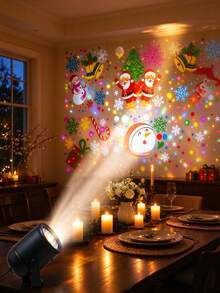 Christmas Theme LED Projector Light, Dynamic Rotating Multi-Pattern Light & Shadow, Multi-Angle Rotation, USB Powered, Ideal Choice For Holiday Room Decoration, Creative Holiday Atmosphere Decorative Gift, Suitable For Christmas And New Year - Projector Lamp - View 9