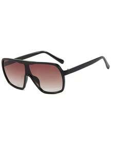 2000s Retro Style Unisex Oversized Single Lens Fashion Glasses, Suitable For Large Face Women, Essential UV Protection Sunglasses For Summer Vacation And Party - Multicolor - View 4