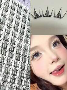 DIY Individual Lashes,16 Rows, Golden / Pink / Silver Glitter Mixed False Eyelashes, Individual Eyelashes, False Eyelashes, Natural Soft High Quality, Suitable For Professional Eyelash Salons, Halloween, Christmas, DIY Eye Makeup - View 7