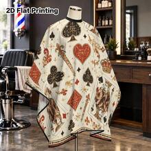 1pc Poker Suit Pattern Adult Haircutting Cape, Adjustable Neck Barber Apron, Lightweight Reusable Styling Cape, Suitable For Hair Salon And Home Hair Dyeing - Multicolor - View 1