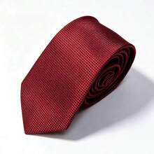 1pc Solid Color Casual Street Business Polyester (Polyester) Burgundy Black Plaid Men's And Women's Handmade Tie Four Seasons - Multicolor - View 3