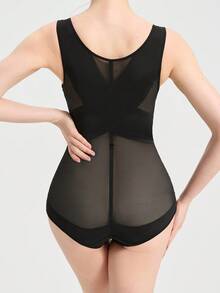 Women's Shapewear Jumpsuit, Breathable Open Bust Waist Trainer, Tummy Control Slimming Shaping Camisole - Black - View 9