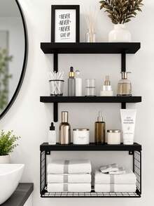 Bathroom Floating Shelves Wall-Mounted No-Drill Multipurpose Bathroom Storage Rack Storage Organizer Rack Sutiable For Wall Mounted Shelf Over Toilet Bathroom Storage Organiser Bathroom Aaccessories Shower Caddy - Multicolor - View 11