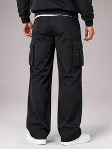 CZRLHYT Men's Loose Straight Leg Drawstring Waist Sweatpants, Comfortable And Durable, Suitable For Outdoor Activities, Running And Fitness Workouts - Black - View 4