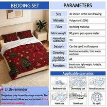 3pcs Christmas Duvet Cover Set (1 Duvet Cover + 2 Pillowcases, Duvet Insert Not Included), Christmas Tree And Reindeer Pattern, Breathable Soft Polyester Fabric, Zipper Closure, Bedding Set, Suitable For Bedroom Decor, Christmas Home Decor - Multicolor - View 4