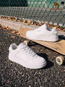 CAMEL CROWN Men's New White Sneakers, Fashionable Comfortable Versatile Lightweight Skate Shoes - White - View 1