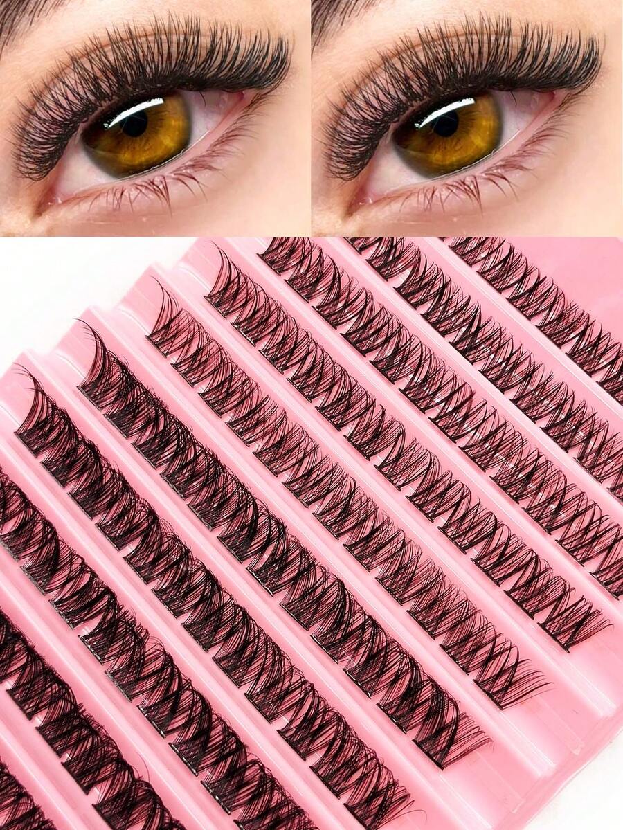 120pcs D Curl Cluster False Eyelashes, Densely Packed, Natural D-Curl ...