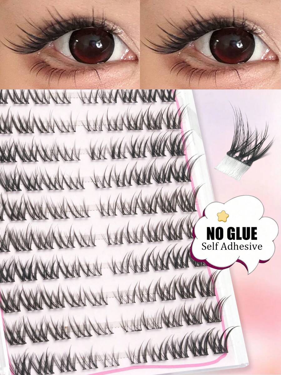 100pcs Glue Free False Eyelashes, Comic Style, No Need For Glue, Press ...