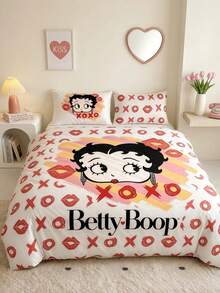Betty Boop X Joivida Betty 2/3 Pieces100% Polyester Buttery Soft, Comfy And Breathable Fabric For All‑Night Comfort,Bedding (Duvet Cover + 1/2 Pillowcases, No Comforter Included), All-Season Modern Polyester Bedding Collection - Multicolor - View 1