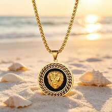New European & American Hip Hop Style Lion Head Pendant Necklace, Halloween Jewelry, Round Lion Head Design - Fashion - View 1