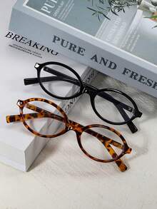 1/2 Pairs Of Versatile, Retro-Style Oval Glasses With Clear Lenses-Fashionable Clear-Lens Eyewear - Multicolor - View 1