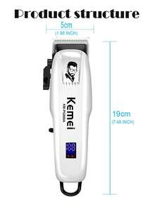 Kemei KM-PG809A 專業理髮器 USB充電式 男士理髮器 無線理髮器 - 白色 - 查看 4