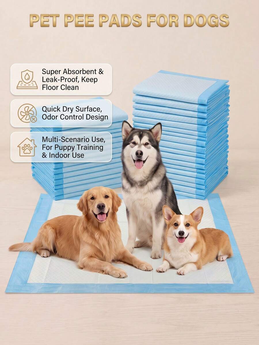 Super life تأتي هذه الوسادات الماصة للبول في عبوات من 50 و40 قطعة، مصممة للكلاب الصغيرة والمتوسطة لتنظيف سريع وسهل. يمكن استخدامها كوسادات تدريب للكلاب، أو وسادات رعاية الجراء، أو وسادات بول حيوانات أليفة قابلة للتخلص منها.