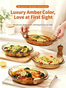 Upgraded Heat-Resistant Glass Baking Dish Abalone Plate Dish Bowl Patio Home Serving Plate Oven Microwave Heating Special Purpose Dessert Tray Kitchen Tray Serving Plate - View 1