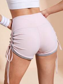 Soyun New Women's Outdoor Quick-Dry Shorts, Contrast Color Design, Breathable And Comfortable, Suitable For Daily Fitness And Running - Pink - View 2