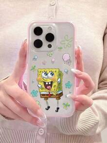 SpongeBob SquarePants 1 قطعة بطانية هاتف مضاد للسقوط بنمط إسفنجة سعيدة وألوان متباينة 2 في 1، من مادة TPU، مناسب كهدية للعطلات، متوافق مع أجهزة Apple XS/XS Max/XR/11/12/13/14/15/16 Pro/Pro Max/14/15/16 Plus/17/18 Pro/18 Pro Max، للجنسين - متعدد الألوان - مشاهدة 4