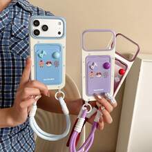 Large Window Contrast Lens Frame Splatter Dot Phone Case With Card Slot ...
