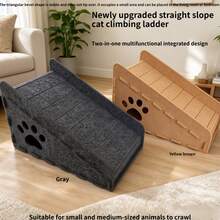 New Pet Ramp (Suitable For High Beds And Sofas) - Felt Cat And Dog Climbing Ladder With Comfortable Hidden Cat Bed And Cute Paw Print Perforated Safety Ramp. Joint Friendly, Suitable For Elderly Dogs, Puppies, And Cats - Multicolor - View 7