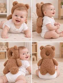 New Large Size Thickened Baby Protective Pillow, Baby Protective Pad, Adjustable Head Protection Pad, Head And Back Protection, Baby Learning To Walk Protective Pad, Suitable For Babies Learning To Walk, Baby Protective Hat, Machine Washable, Head And Back Protection, Suitable For Boys And Girls, Cartoon Design, Protective Pillow, Cartoon Chick And Bear, Must-Have For New Parents, Cute Baby Head Protection Pillow, Adjustable Cushioning And Shock Absorption, Soft And Comfortable, Breathable And Sweat-Free, Maternal And Infant Products, Baby Products - Silly Bear - View 3