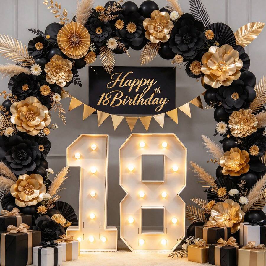 2 Pack Large 92cm Marquee Number 18 Sign, LED Lighted Number Frame With ...