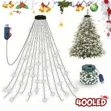 400/220 LED Christmas Indoor String Lights | 20/11 Code 2m Waterfall Tree Lights, USB Powered, High Brightness Bead Lights, 8 Modes, Suitable For Garden, Patio, Home, Christmas Tree Decoration, Holiday Decoration, Event Planning - Multicolor - View 11